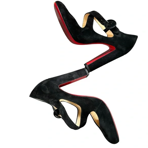 CHRISTIAN LOUBOUTIN SUEDE 100 MISS ELLEN CRISSCROSS PUMPS 40.5 - Picture 7 of 14
